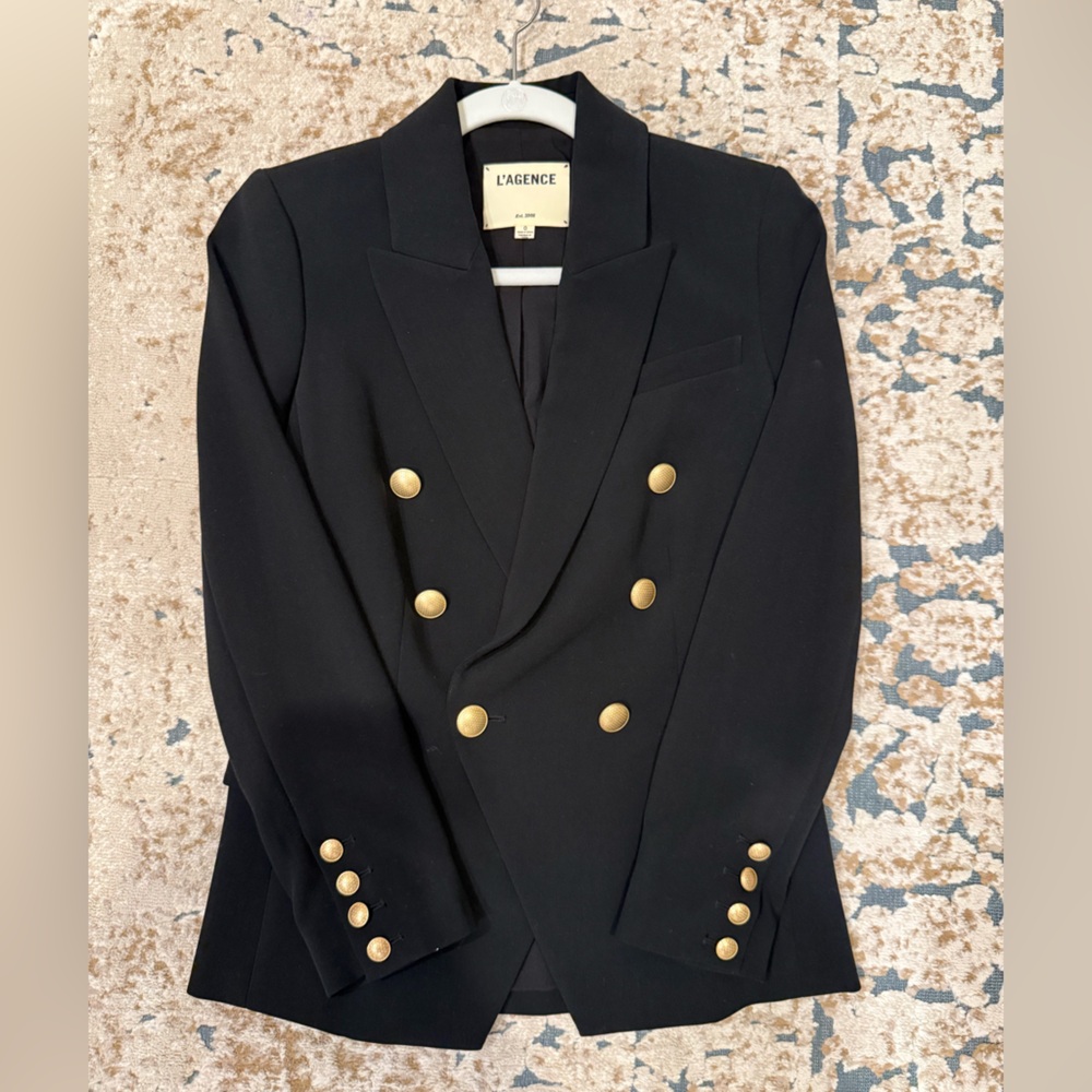 L'AGENCE Black Blazer with Gold Buttons